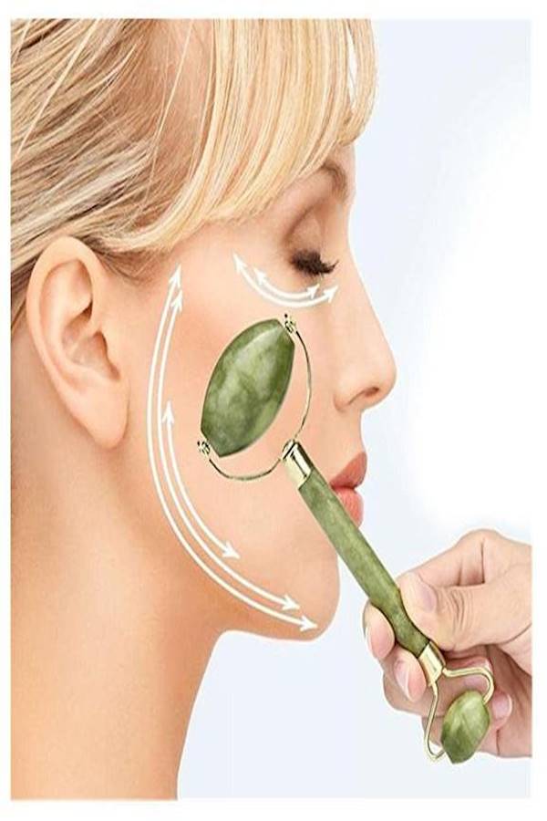 جهاز تدليك الوجه ببكرة حجر اليشم الطبيعي المحمولة أخضر - Image 5