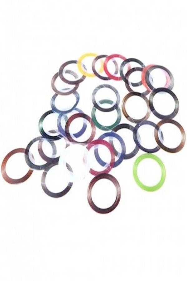 مجموعة ملصقات شرائط تزيين الأظافر من 30 رول أزرق/أحمر/بني - Image 2