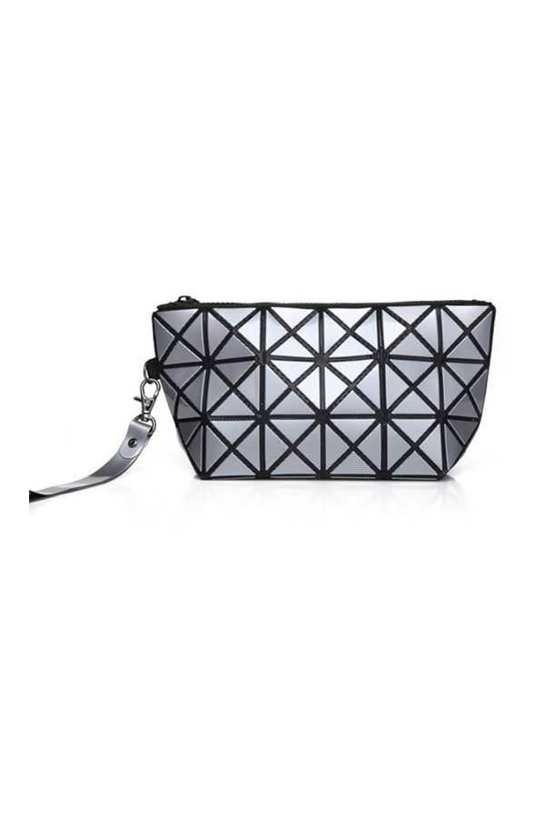 Generic Geometric Glossy Irregular Triangle Handbag And Shoulder Bag Silver  - Image 1