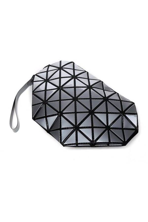 Generic Geometric Glossy Irregular Triangle Handbag And Shoulder Bag Silver  - Image 3