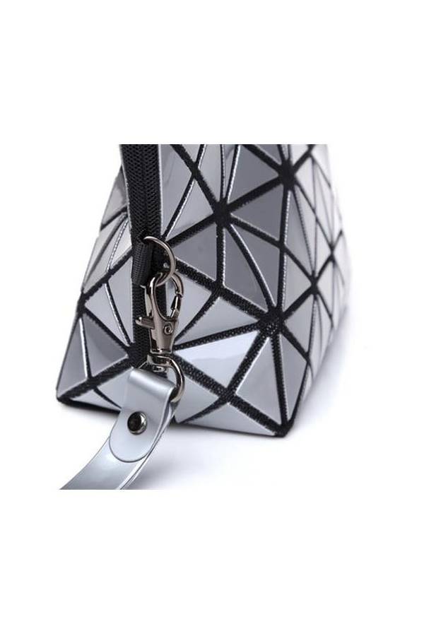 Generic Geometric Glossy Irregular Triangle Handbag And Shoulder Bag Silver  - Image 4