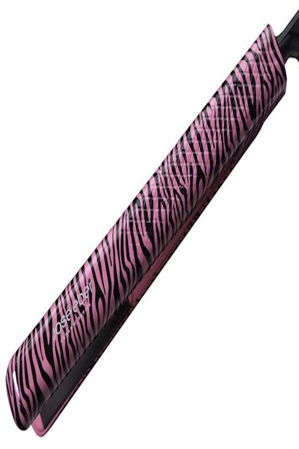 JOSE EBER Pink Zebra 1.25 Inch Ceramic Flat Iron Pink/Black 1.25inch - Image 1
