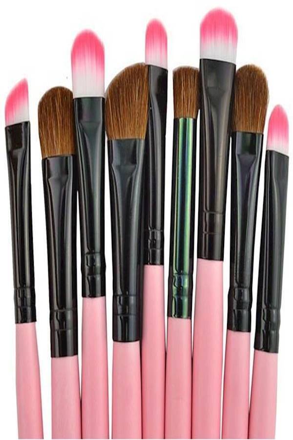 24-Piece Professional Makeup Brush Set With Roll Up Bag Pink - Image 3