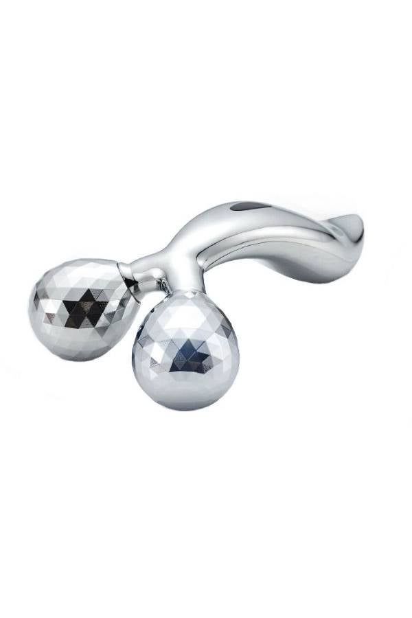 أداة تدليك يدوية ثلاثية الأبعاد لرفع الوجه مزودة ببكرات فضي 15.5x9سم - Image 1