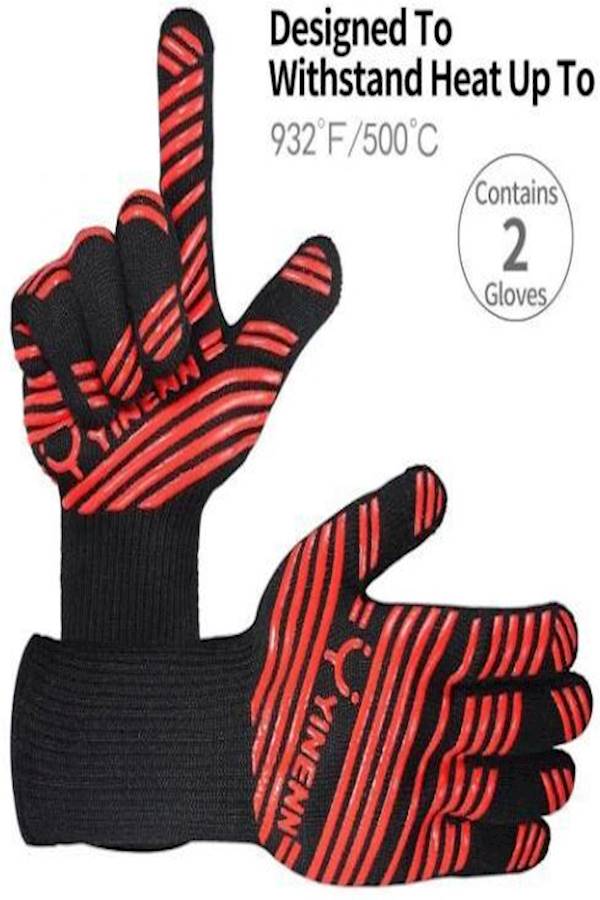 Heat Resistant Oven Mitts Black/Red  - Image 3
