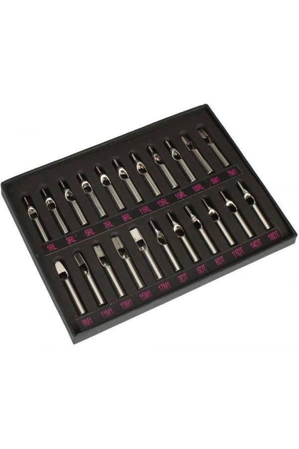 Generic 22-Piece Tattoo Tube Grip Needle Nozzle Set Kit Silver Tone  - Image 2