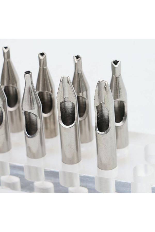 Generic 22-Piece Tattoo Tube Grip Needle Nozzle Set Kit Silver Tone  - Image 4