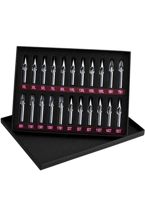 Generic 22-Piece Tattoo Tube Grip Needle Nozzle Set Kit Silver Tone  - Image 3