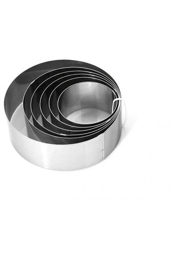 6-Piece Round Moulding Mousse Cake Ring Silver - Image 1