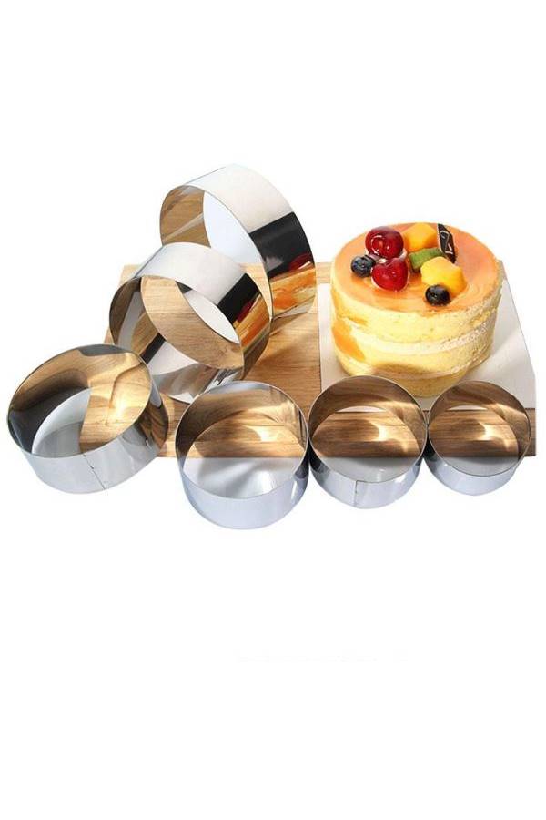 6-Piece Round Moulding Mousse Cake Ring Silver - Image 2