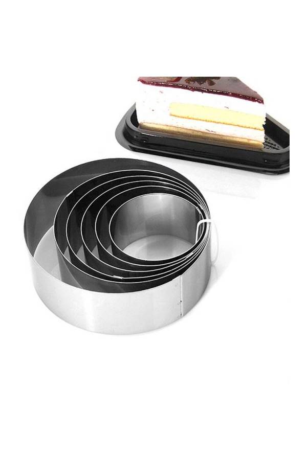 6-Piece Round Moulding Mousse Cake Ring Silver - Image 3