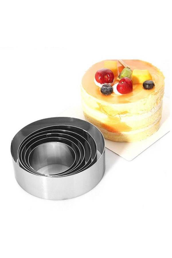 6-Piece Round Moulding Mousse Cake Ring Silver - Image 4