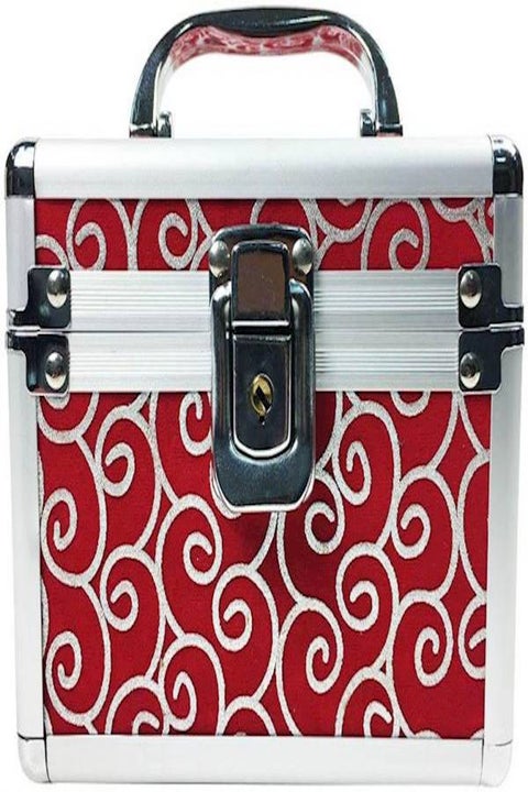 Cosmetics Organizing Storage Box With Mirror Red