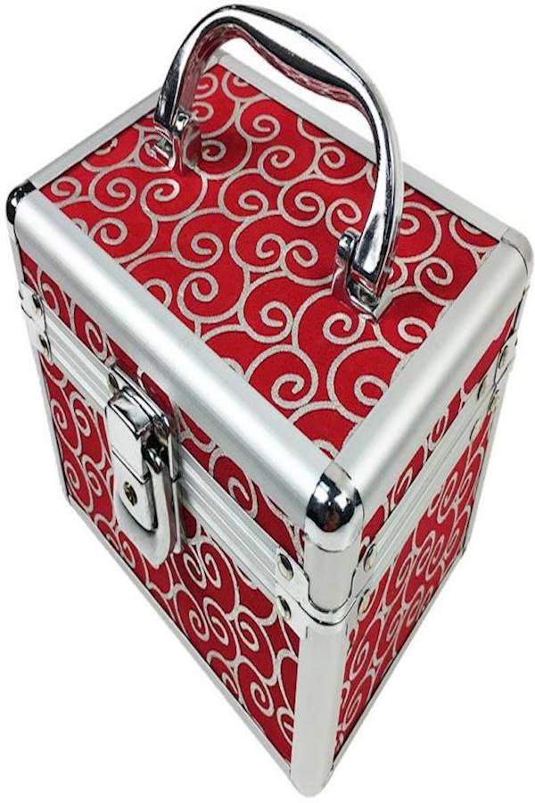 Cosmetics Organizing Storage Box With Mirror Red