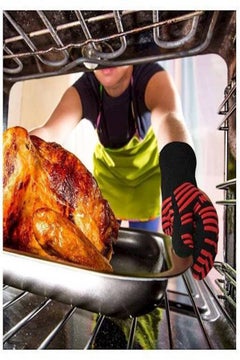 Generic BBQ Oven Mitts Gloves Black/Red  - Image 5
