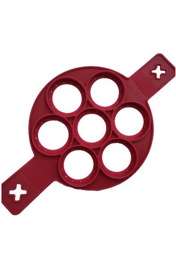 7-Holes Non-Stick Pancake Mould أحمر 25x3.6سم - Image 1