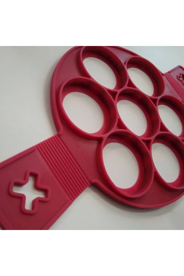 7-Holes Non-Stick Pancake Mould أحمر 25x3.6سم - Image 3