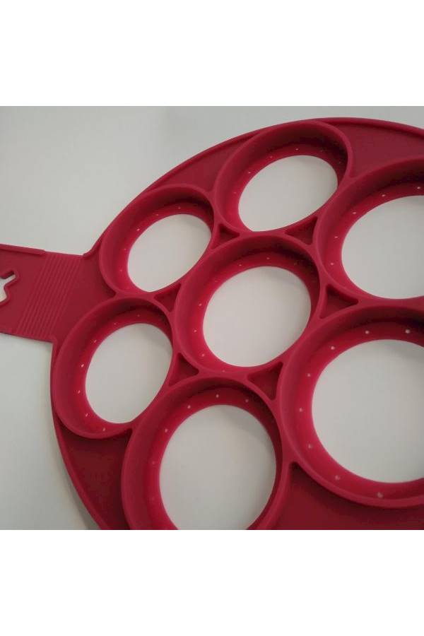 7-Holes Non-Stick Pancake Mould أحمر 25x3.6سم - Image 4