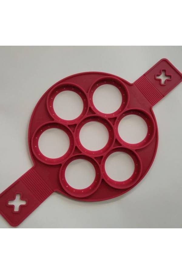 7-Holes Non-Stick Pancake Mould أحمر 25x3.6سم - Image 5