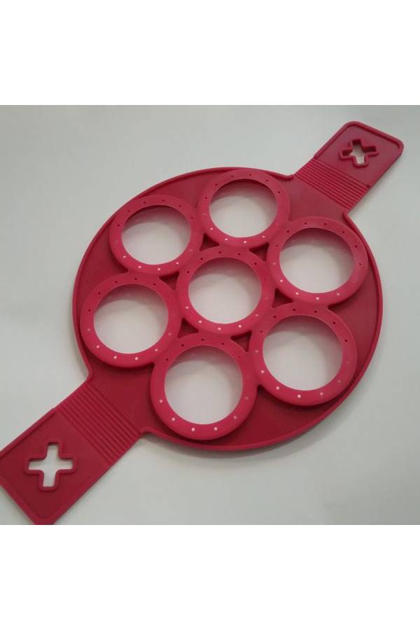 7-Holes Non-Stick Pancake Mould أحمر 25x3.6سم - Image 2