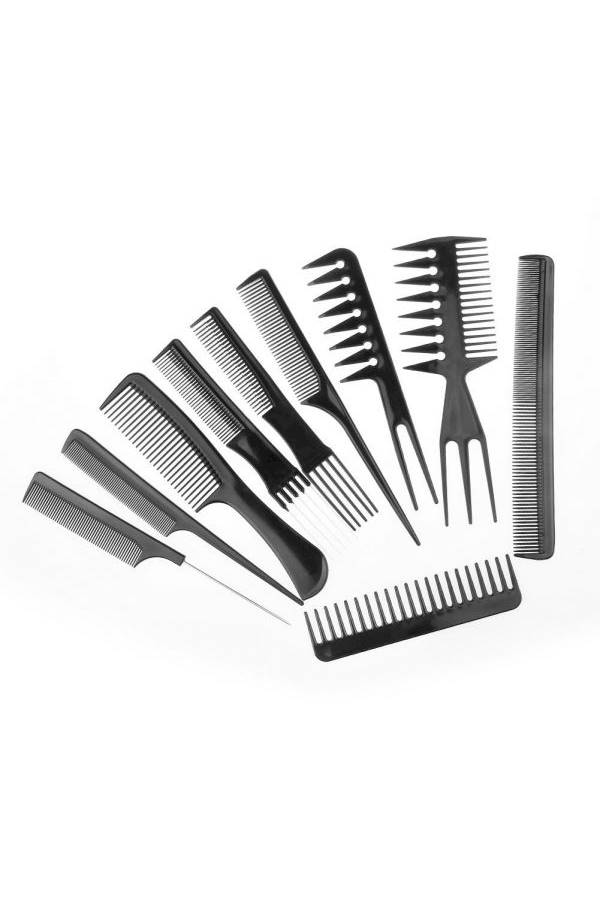 طقم أمشاط للشعر من 10 قطع أسود - Image 1