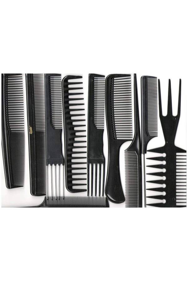 طقم أمشاط للشعر من 10 قطع أسود - Image 2