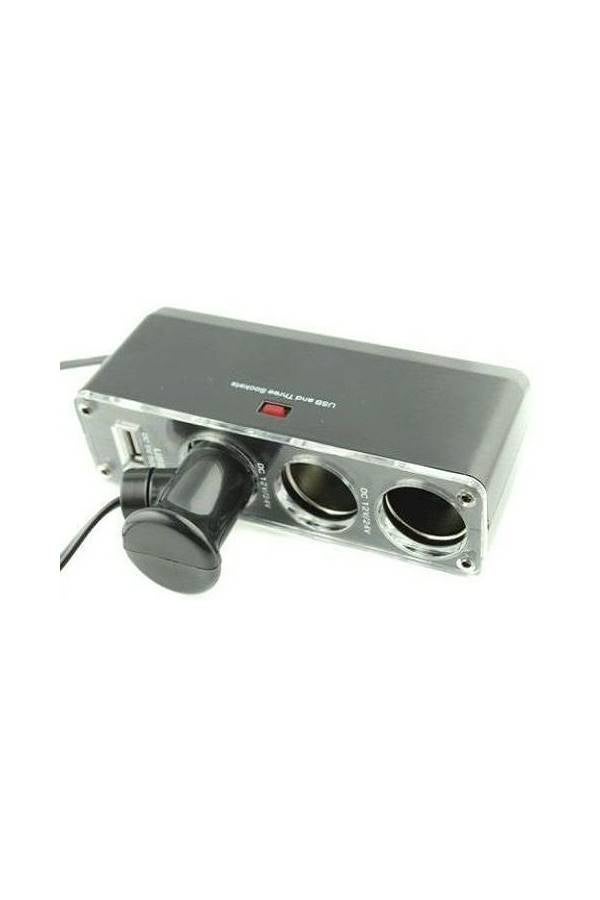 Usb Car Charger With Triple Lighter Socket