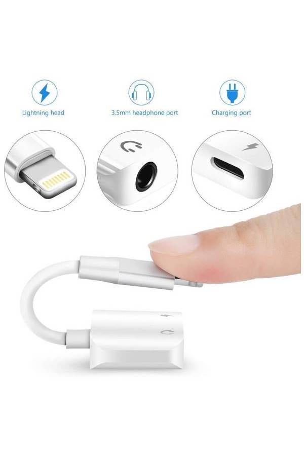 محول بمقبس للشحن وسماعات الرأس أبيض - Image 2