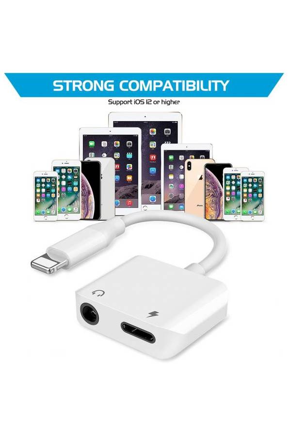 محول بمقبس للشحن وسماعات الرأس أبيض - Image 5