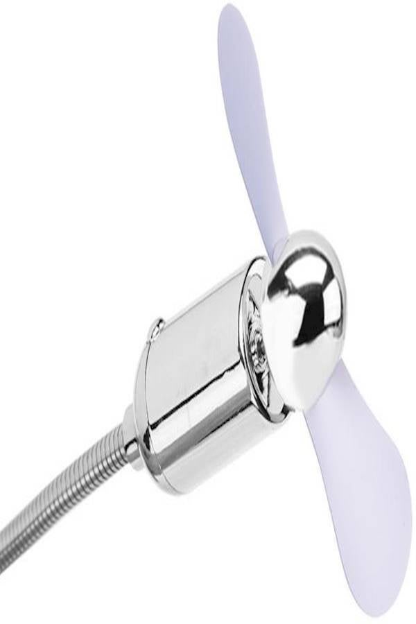 Generic - USB Mini Flexible Clock Fan With Led White and Silver - Image 1