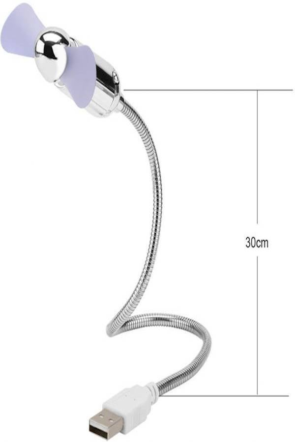 Generic - USB Mini Flexible Clock Fan With Led White and Silver - Image 1