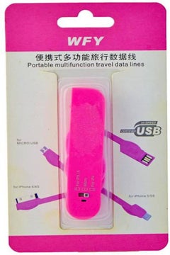 ماركة غير محددة خطوط بيانات متعددة الوظائف مناسبة للسفر بمنفذ مايكرو USB لهواتف أبل آيفون 5S وآيفون 4S وردي/ذهبي  - Image 3