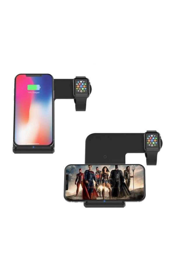 2 In 1 Wireless Charging Dock For Smartwatch And Phone Black  - Image 5