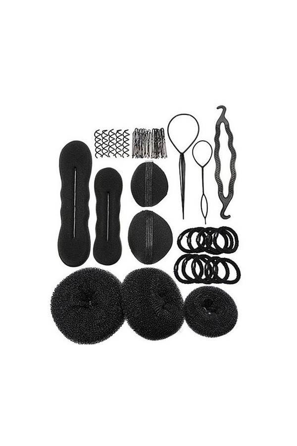 9-In-1 Hair Bun Maker Tool Set Black 126grams - Image 1
