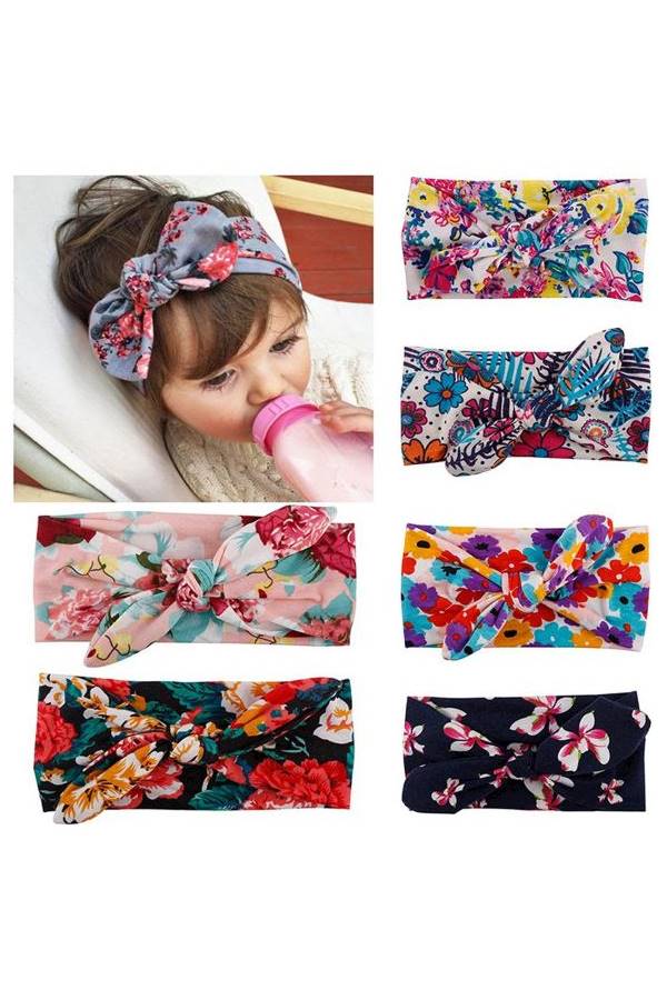 6-Piece Turban Knotted Headband Set Pink/Blue/Green - Image 2