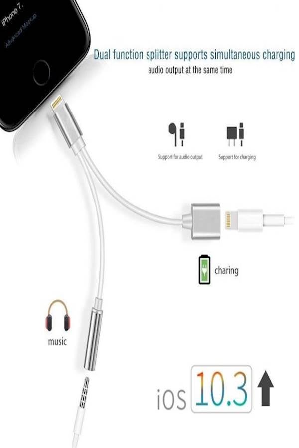 Generic - 2-In-1 Adapter And Charger For Apple iPhone 7 White - Image 1
