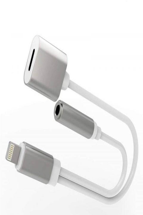 2-In-1 Adapter And Charger For Apple iPhone 7 White