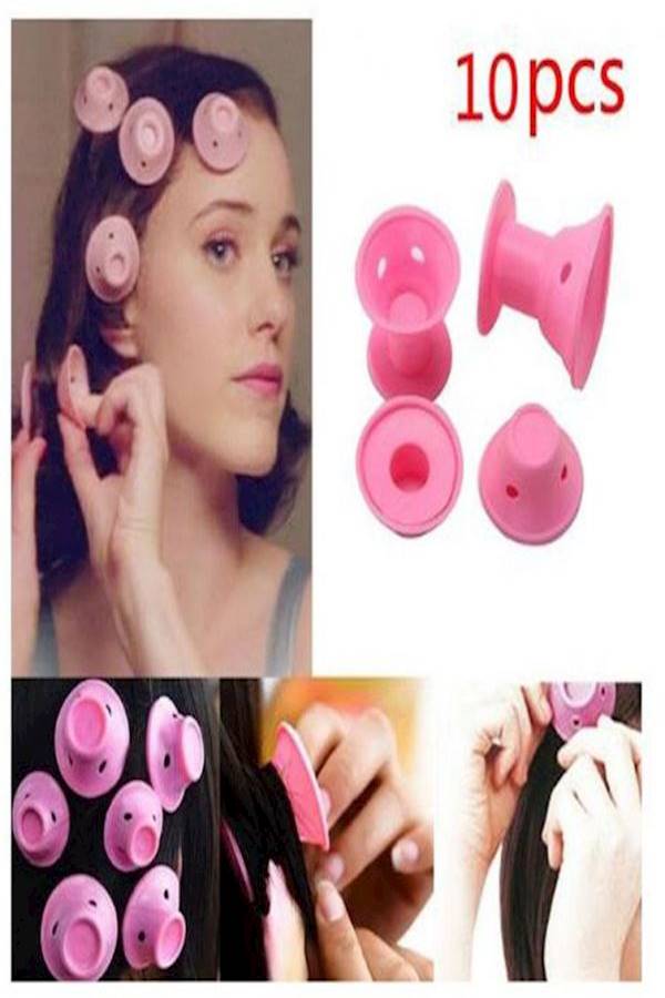 10-Piece Hair Curlers Rollers Set Pink - Image 4