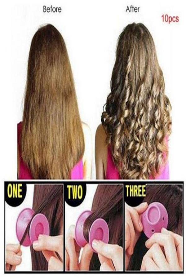10-Piece Hair Curlers Rollers Set Pink - Image 5