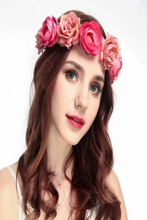 Generic Artificial Flower Wreath Headband Red/Green - Image 3