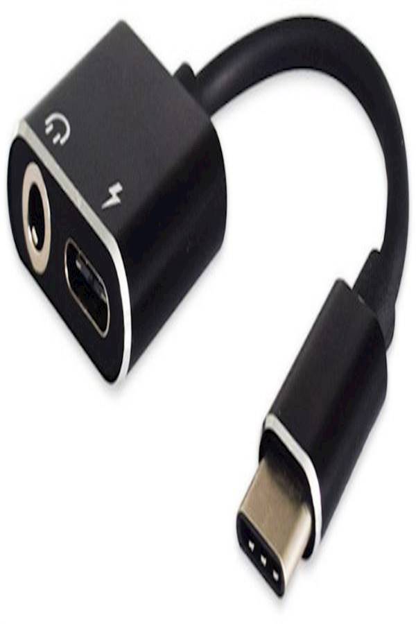 شاحن سماعة رأس بمحول من منفذ USB C إلى منفذ صوت أسود - Image 2