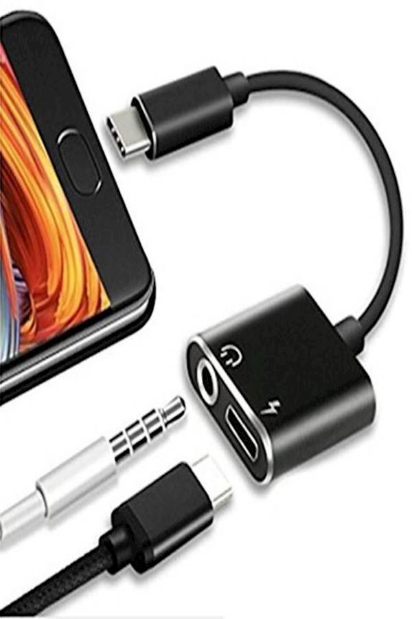 شاحن سماعة رأس بمحول من منفذ USB C إلى منفذ صوت أسود - Image 5