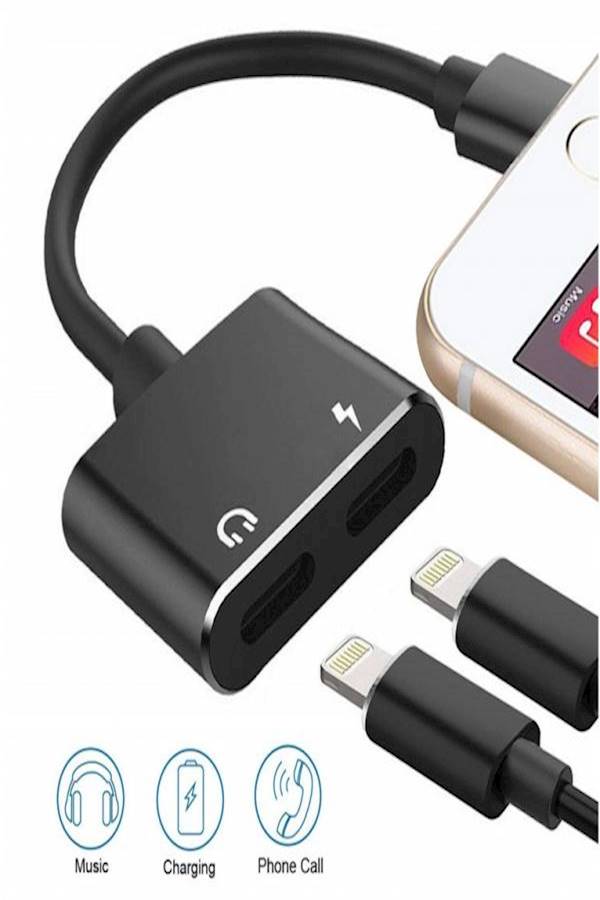 محول 2 في 1 شاحن وموزع لجهاز أبل آيفون 8X/ 7 بلس أسود - Image 4