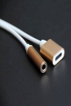Headphone Adapter For Apple iPhone White/Gold
