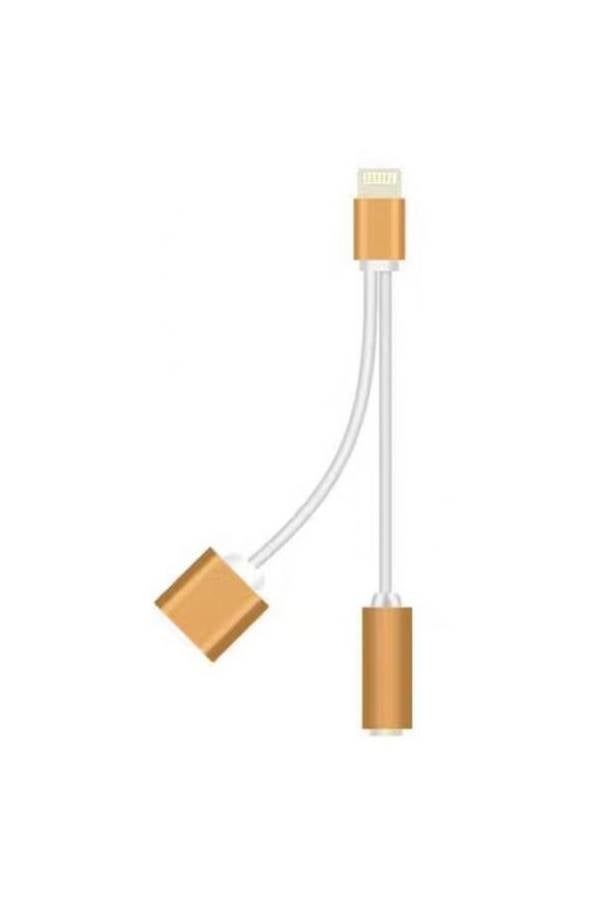 Generic - Headphone Adapter For Apple iPhone White/Gold - Image 1