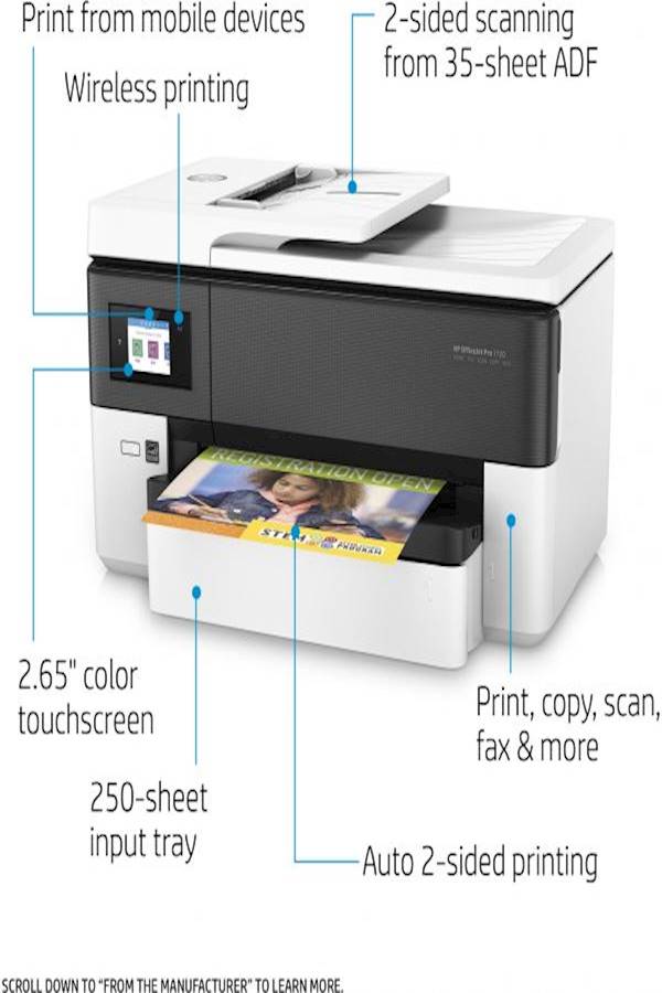 HP OfficeJet Pro 7720 Wide Format All In One Printer With Print/Scan/Copy/Fax Function - Image 5