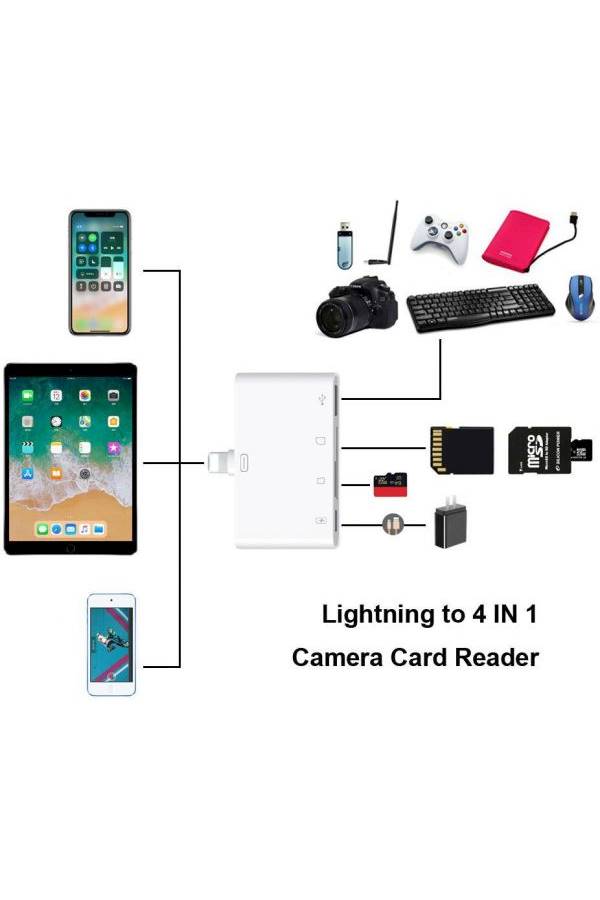 4 In 1 Card Reader For Ipad White  - Image 2