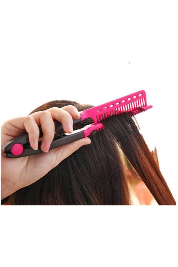 Generic V-Shaped Professional Beauty Styling Comb Pink/Black  - Image 4