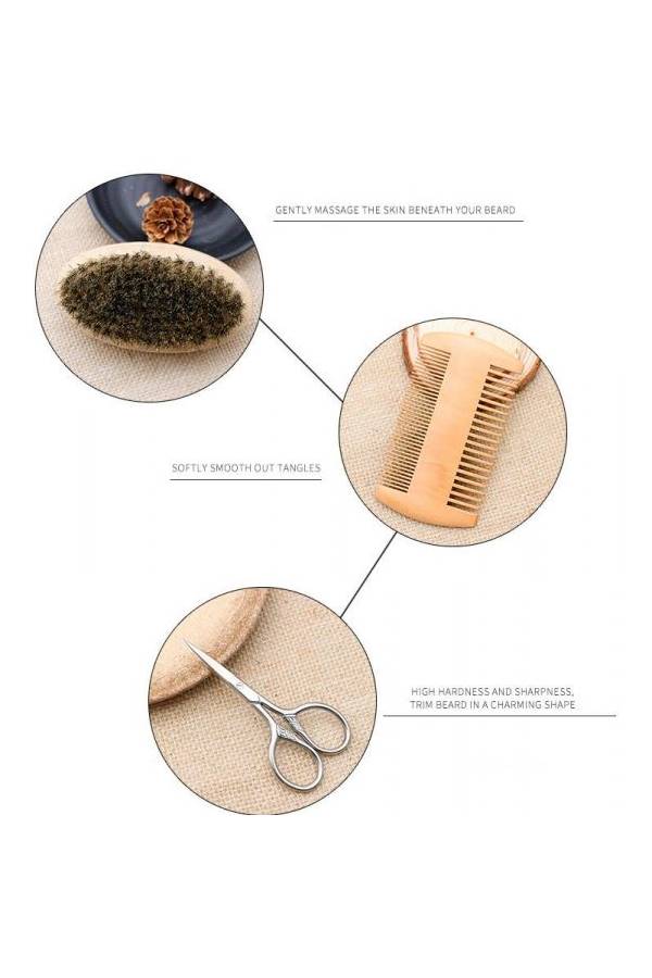 3-Piece Beard Shaping Tool Set Brown/Silver - Image 2
