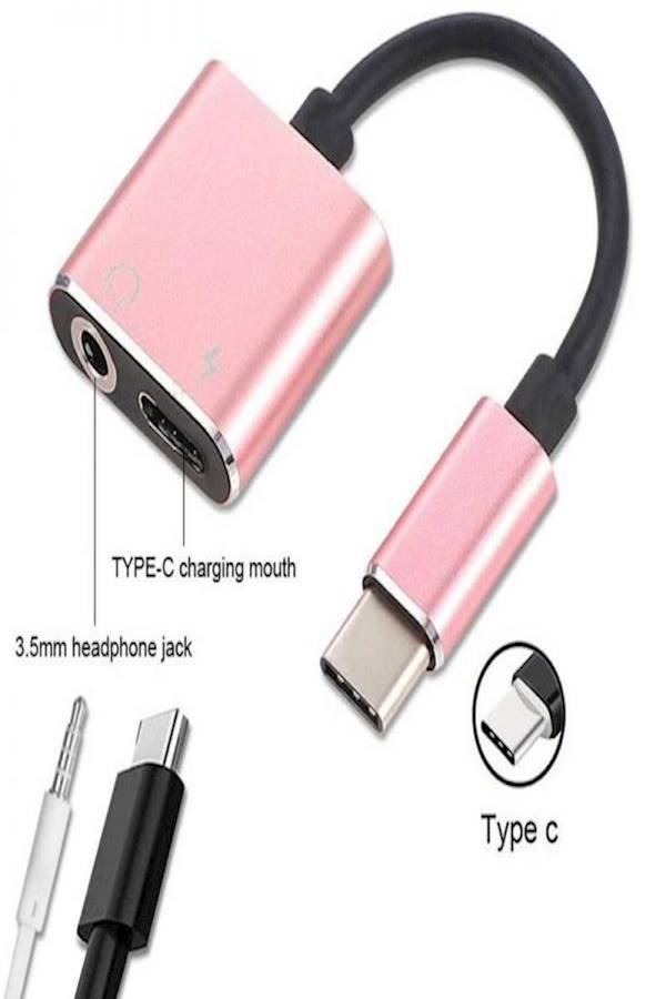 محول جاك صوت وشاحن لسماعة رأس من النوع USB Type C، ومحول سماعة رأس إستريو 2 في 1 من منفذ Type USB C إلى كبل 3.5مم لهاتف شاومي هواوي ميت والمزيد زهري/أسود/فضي - Image 4